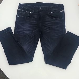 R13 midrise skinny leg jeans with zippers